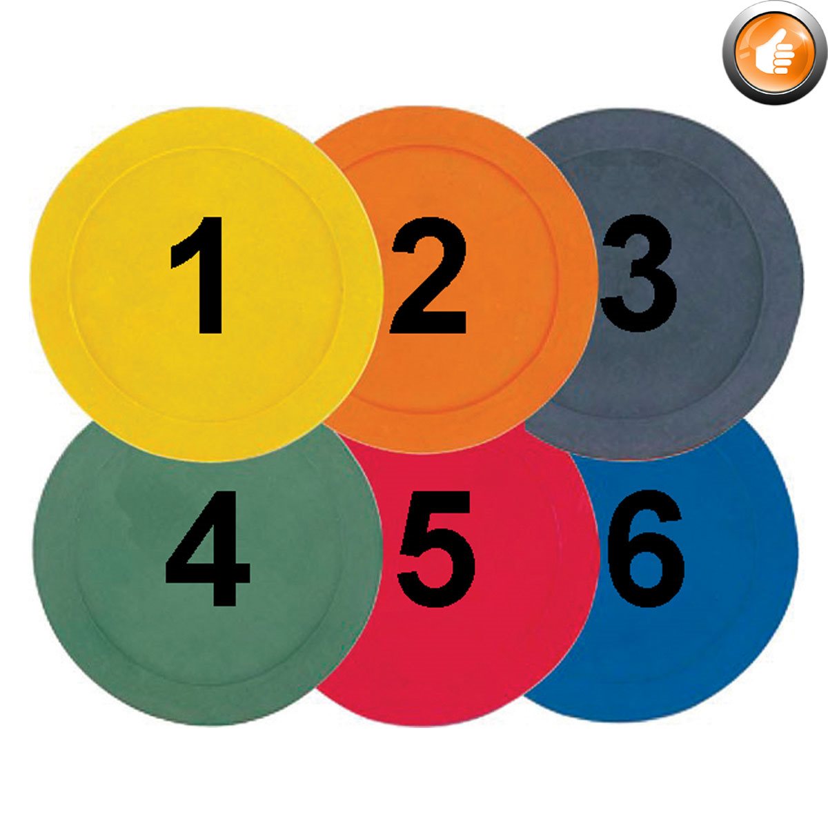 6 numbered rubber spot markers