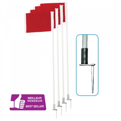 4 poteaux en PVC avec fanions